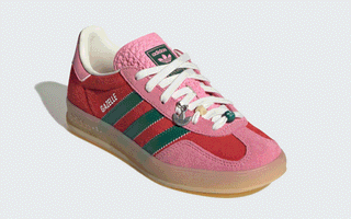 The Kids' Adidas Gazelle Indoor Lands with Trefoil-Shaped Charms