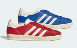 Adidas Gazelle Indoor Pack Goes Full Football With Royal and Scarlet Options