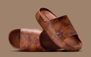 Scenes from Nature Land on the Nike Calm Slide 'Cinnamon/Monarch'
